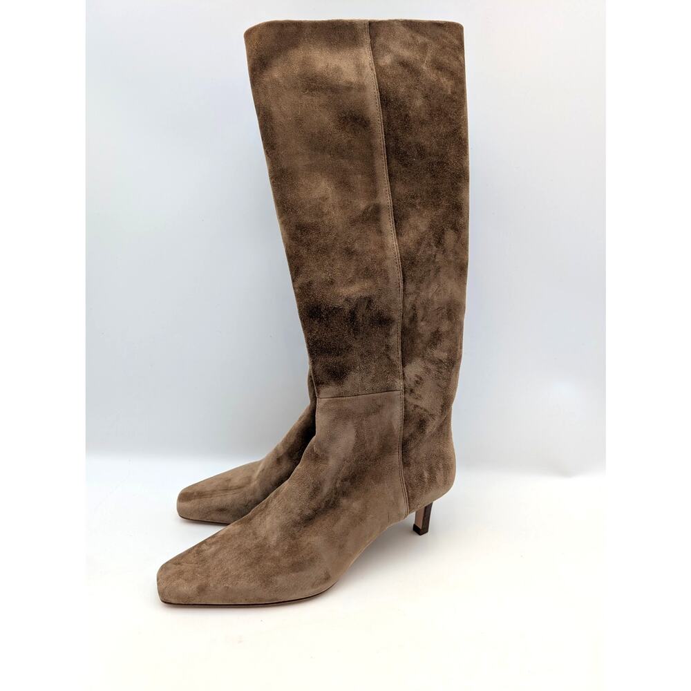 Paige Ansley Kitten Heel Knee High Boots Side Zip Womens Truffle Size US9 EU39.5